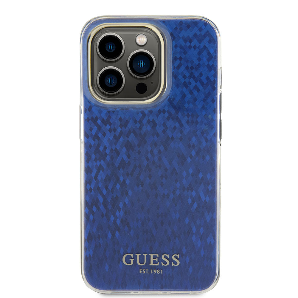 Apple iPhone 15 Pro Kılıf Guess Yazı Logolu Mirror Disco Kapak Mor