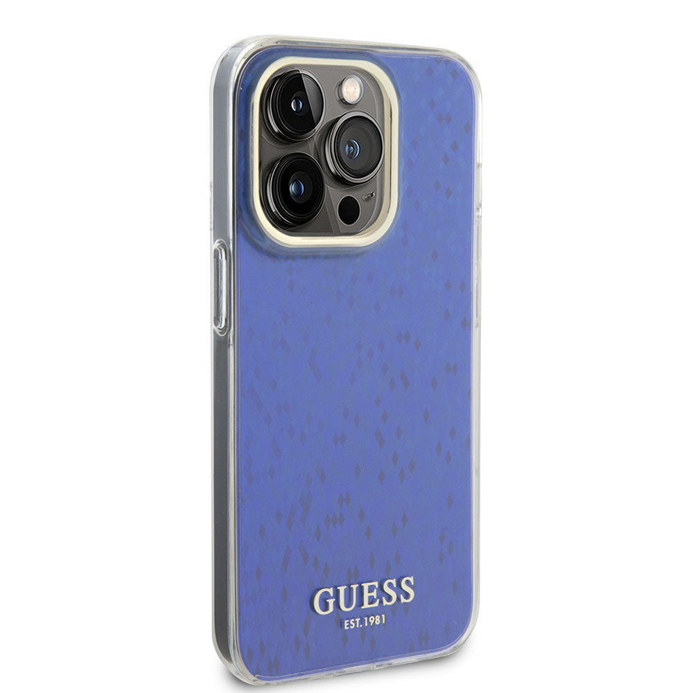 Apple iPhone 15 Pro Kılıf Guess Yazı Logolu Mirror Disco Kapak Mor