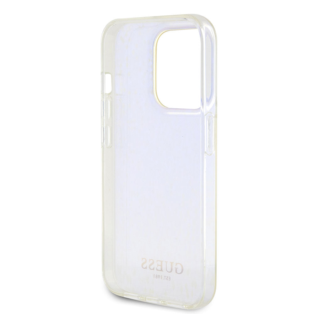 Apple iPhone 15 Pro Kılıf Guess Yazı Logolu Mirror Disco Kapak Mor