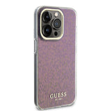 Apple iPhone 15 Pro Max Kılıf Guess Yazı Logolu Mirror Disco Kapak Pembe