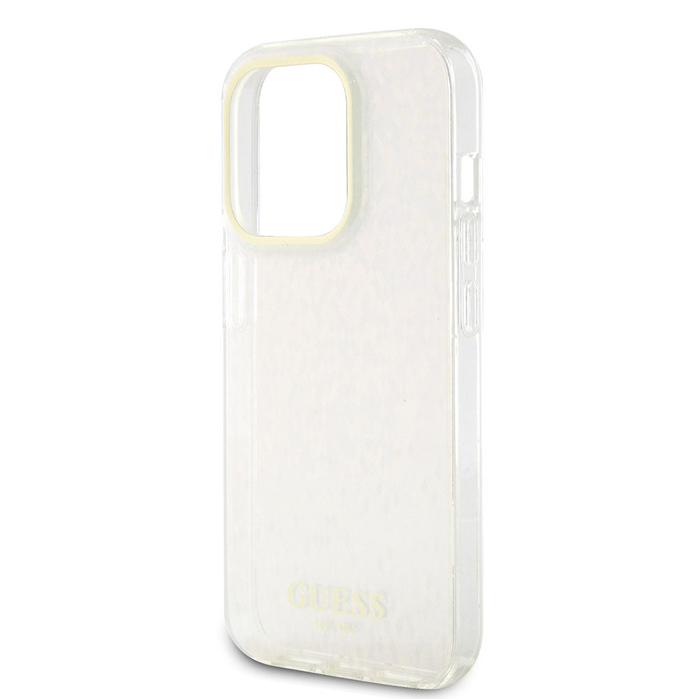 Apple iPhone 15 Pro Max Kılıf Guess Yazı Logolu Mirror Disco Kapak Pembe