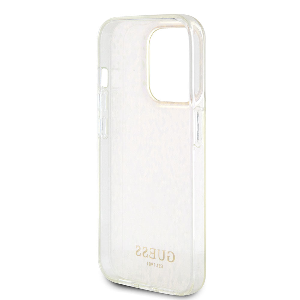 Apple iPhone 15 Pro Max Kılıf Guess Yazı Logolu Mirror Disco Kapak Pembe