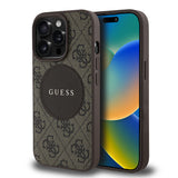 Apple iPhone 14 Pro Max Kılıf Guess Magsafe Şarj Özellikli Circle Classic Kapak Kahverengi
