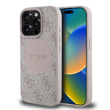 Apple iPhone 15 Pro Max Kılıf Guess Magsafe Şarj Özellikli Circle Classic Kapak Pembe