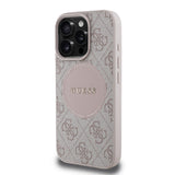 Apple iPhone 15 Pro Max Kılıf Guess Magsafe Şarj Özellikli Circle Classic Kapak Pembe