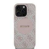 Apple iPhone 15 Pro Max Kılıf Guess Magsafe Şarj Özellikli Circle Classic Kapak Pembe