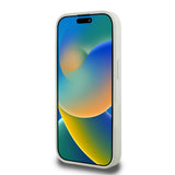 Apple iPhone 15 Pro Max Kılıf Guess Magsafe Şarj Özellikli Üçgen Logolu PU Deri Peony Kapak Bej