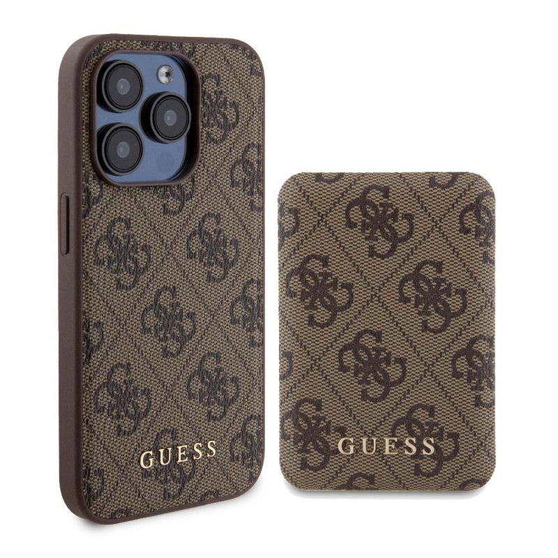 Apple iPhone 14 Pro Max Kılıf ve Powerbank Guess İkili Set Kahverengi