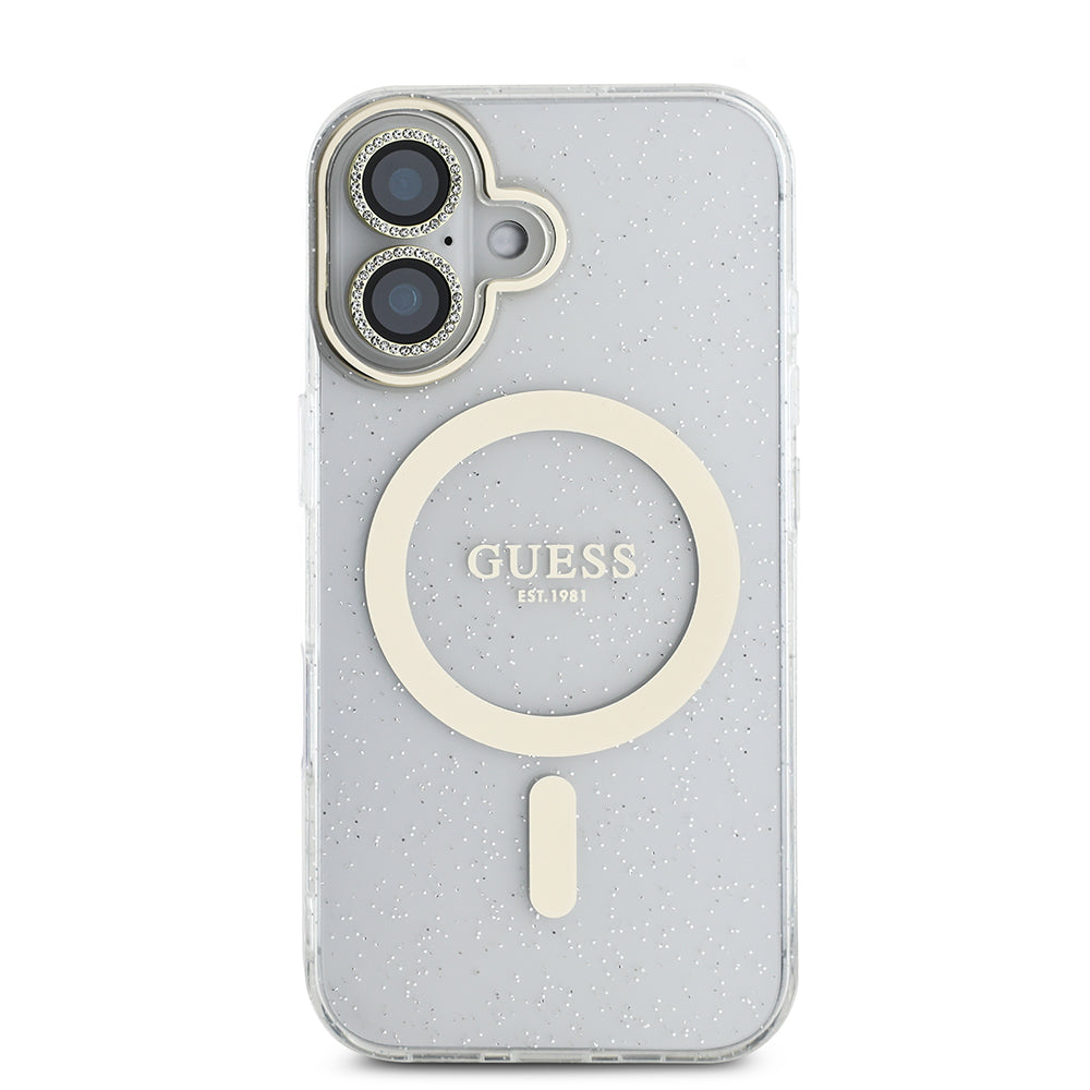 Apple iPhone 16 Guess 3'lü Aksesuar Seti Simli Glitter Kılıf Ekran ve Lens Koruyucu