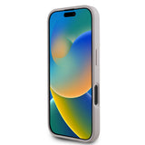 Apple iPhone 16 Kılıf Guess Beyaz Gül Baskılı Büyük Metal Logolu Kapak Gri