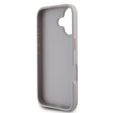 Apple iPhone 16 Kılıf Guess Beyaz Gül Baskılı Büyük Metal Logolu Kapak Gri
