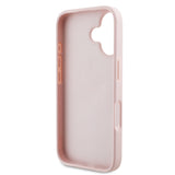 Apple iPhone 16 Kılıf Guess Beyaz Gül Baskılı Büyük Metal Logolu Kapak Pembe