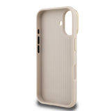 Apple iPhone 16 Kılıf Guess Kamera Standlı Grained Yazı Logolu Kapak Bej