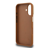 Apple iPhone 16 Kılıf Guess Kamera Standlı Grained Yazı Logolu Kapak Kahverengi