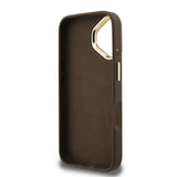 Apple iPhone 16 Kılıf Guess Kamera Standlı Kapak 4G Desenli Metal 4G Logolu Kahverengi
