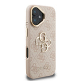 Apple iPhone 16 Kılıf Guess Kamera Standlı Kapak 4G Desenli Metal 4G Logolu Pembe