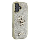 Apple iPhone 16 Kılıf Guess 4G Büyük Metal Logolu Glitter Kapak Gold