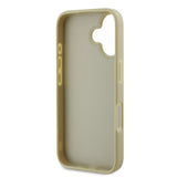 Apple iPhone 16 Kılıf Guess 4G Büyük Metal Logolu Glitter Kapak Gold