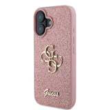 Apple iPhone 16 Kılıf Guess 4G Büyük Metal Logolu Glitter Kapak Pembe