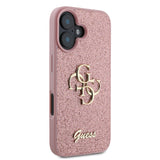 Apple iPhone 16 Kılıf Guess 4G Büyük Metal Logolu Glitter Kapak Pembe
