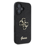 Apple iPhone 16 Kılıf Guess 4G Büyük Metal Logolu Glitter Kapak Siyah