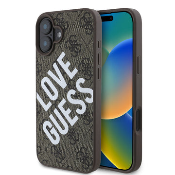 Apple iPhone 16 Kılıf Guess Big Love Guess Kapak Kahverengi