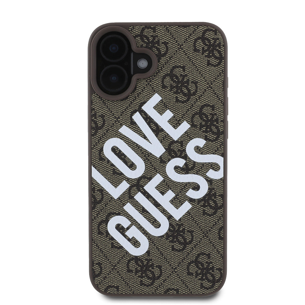 Apple iPhone 16 Kılıf Guess Big Love Guess Kapak Kahverengi