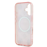 Apple iPhone 16 Kılıf Guess Magsafe Şarj Özellikli 4G Desenli IML Yazı Logolu Peony Kapak Pembe