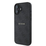 Apple iPhone 16 Kılıf Guess Magsafe Şarj Özellikli 4G Desenli Yazı Logolu Kapak Siyah