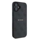 Apple iPhone 16 Kılıf Guess Magsafe Şarj Özellikli 4G Desenli Yazı Logolu Kapak Siyah