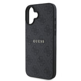 Apple iPhone 16 Kılıf Guess Magsafe Şarj Özellikli 4G Desenli Yazı Logolu Kapak Siyah
