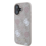 Apple iPhone 16 Kılıf Guess Magsafe Şarj Özellikli 4G Desenli Yazı Logolu Peony Kapak Pembe