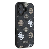 Apple iPhone 16 Kılıf Guess Magsafe Şarj Özellikli 4G Desenli Yazı Logolu Peony Kapak Siyah