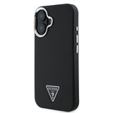 Apple iPhone 16 Kılıf Guess Magsafe Şarj Özellikli Grained Triangle Kapak Siyah