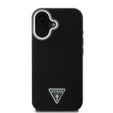 Apple iPhone 16 Kılıf Guess Magsafe Şarj Özellikli Grained Triangle Kapak Siyah