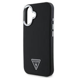 Apple iPhone 16 Kılıf Guess Magsafe Şarj Özellikli Grained Triangle Kapak Siyah
