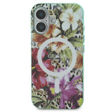 Apple iPhone 16 Kılıf Guess Magsafe Şarj Özellikli IML Baskılı Jungle Ring Kapak Yeşil