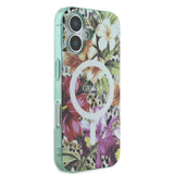 Apple iPhone 16 Kılıf Guess Magsafe Şarj Özellikli IML Baskılı Jungle Ring Kapak Yeşil