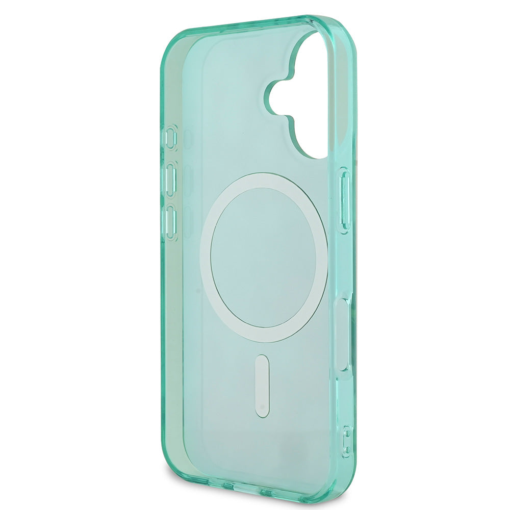 Apple iPhone 16 Kılıf Guess Magsafe Şarj Özellikli IML Baskılı Jungle Ring Kapak Yeşil