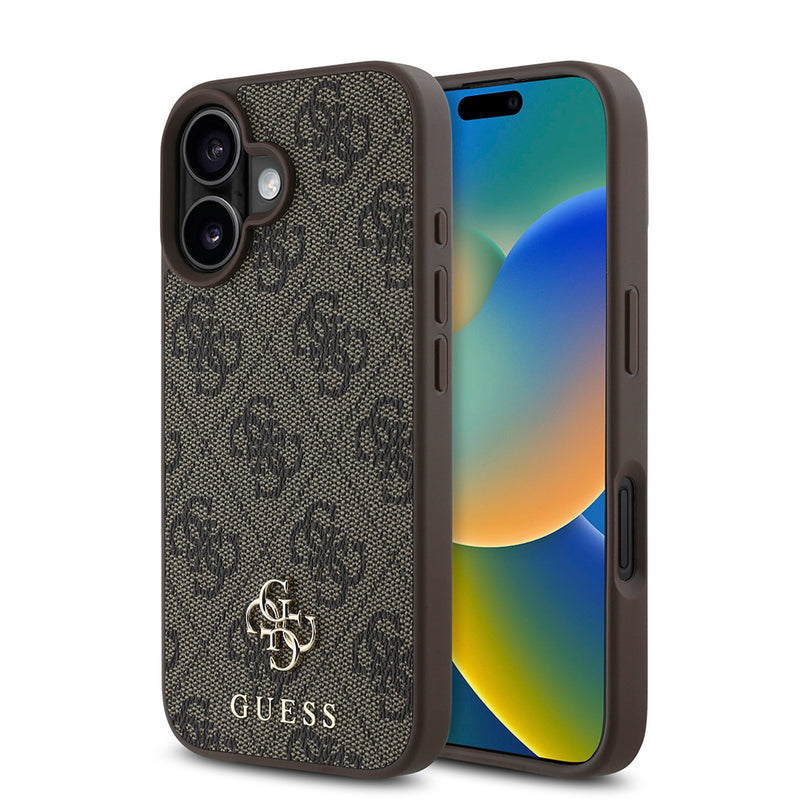 Apple iPhone 16 Kılıf Guess Magsafe Şarj Özellikli Small 4G Classic Kapak Kahverengi