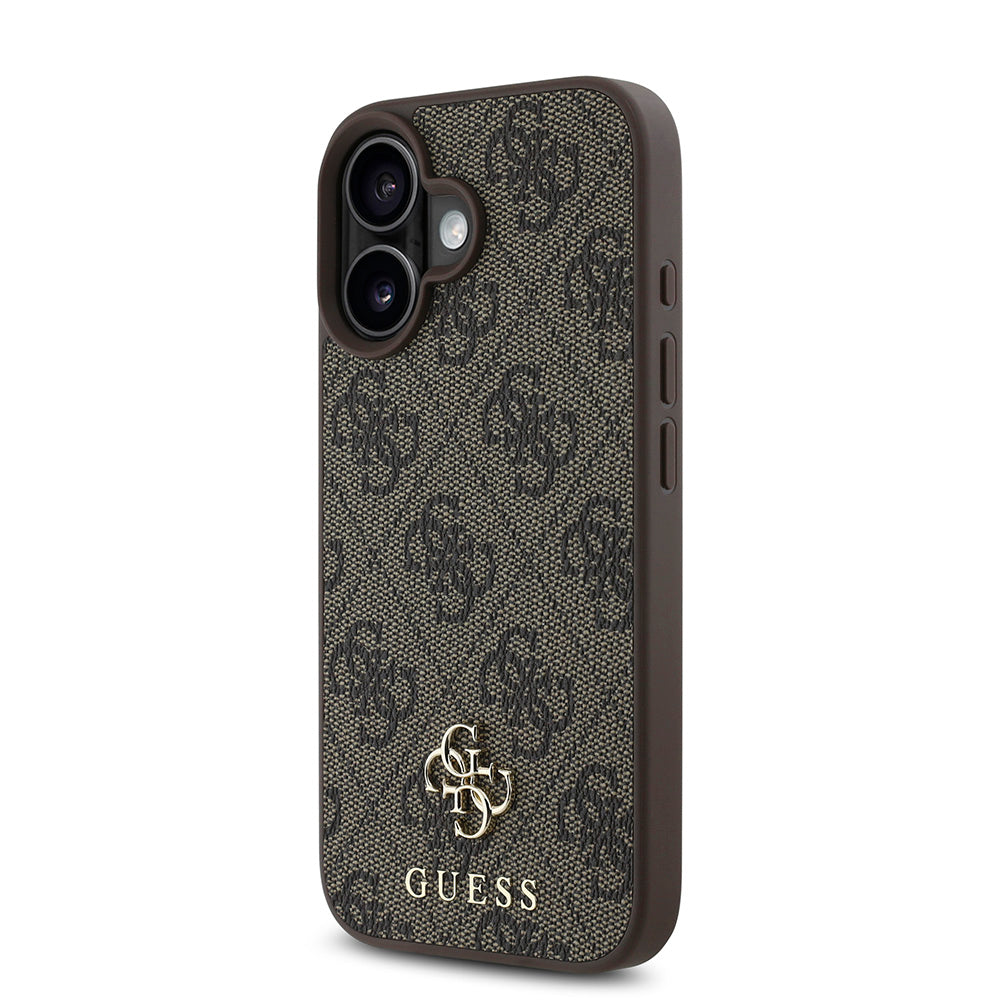 Apple iPhone 16 Kılıf Guess Magsafe Şarj Özellikli Small 4G Classic Kapak Kahverengi