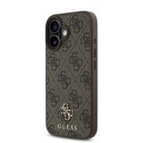Apple iPhone 16 Kılıf Guess Magsafe Şarj Özellikli Small 4G Classic Kapak Kahverengi