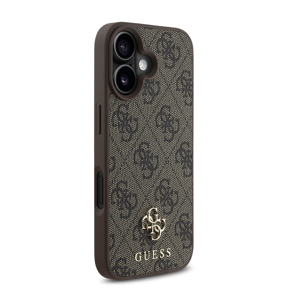 Apple iPhone 16 Kılıf Guess Magsafe Şarj Özellikli Small 4G Classic Kapak Kahverengi
