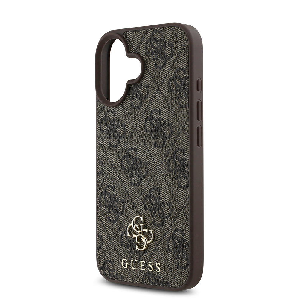 Apple iPhone 16 Kılıf Guess Magsafe Şarj Özellikli Small 4G Classic Kapak Kahverengi