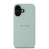 Apple iPhone 16 Kılıf Guess Magsafe Şarj Özellikli Yazı Logolu Grained Kapak Yeşil