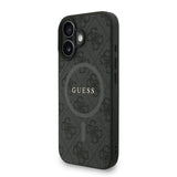 Apple iPhone 16 Kılıf Guess M-safe Şarj Özellikli Bilek Askı İpli Yazı Logolu Kapak Siyah