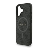 Apple iPhone 16 Kılıf Guess M-safe Şarj Özellikli Bilek Askı İpli Yazı Logolu Kapak Siyah