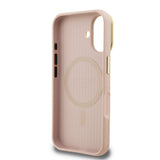 Apple iPhone 16 Kılıf Guess M-safe Şarj Özellikli Kamera Standlı Peony Kapak PU Deri Pembe