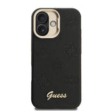 Apple iPhone 16 Kılıf Guess M-safe Şarj Özellikli Kamera Standlı Peony Kapak PU Deri Siyah