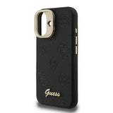 Apple iPhone 16 Kılıf Guess M-safe Şarj Özellikli Kamera Standlı Peony Kapak PU Deri Siyah